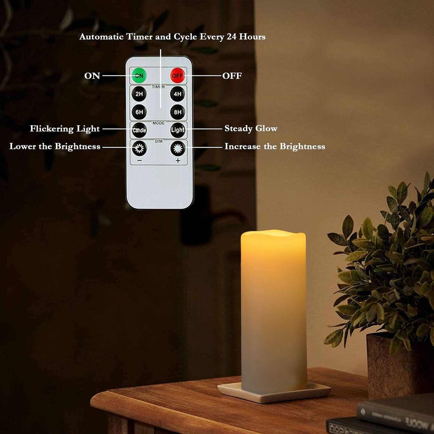 Homemory 4" x 10" Large Waterproof Outdoor Flameless Candles, Battery Operated LED Pillar Candles with Remote and