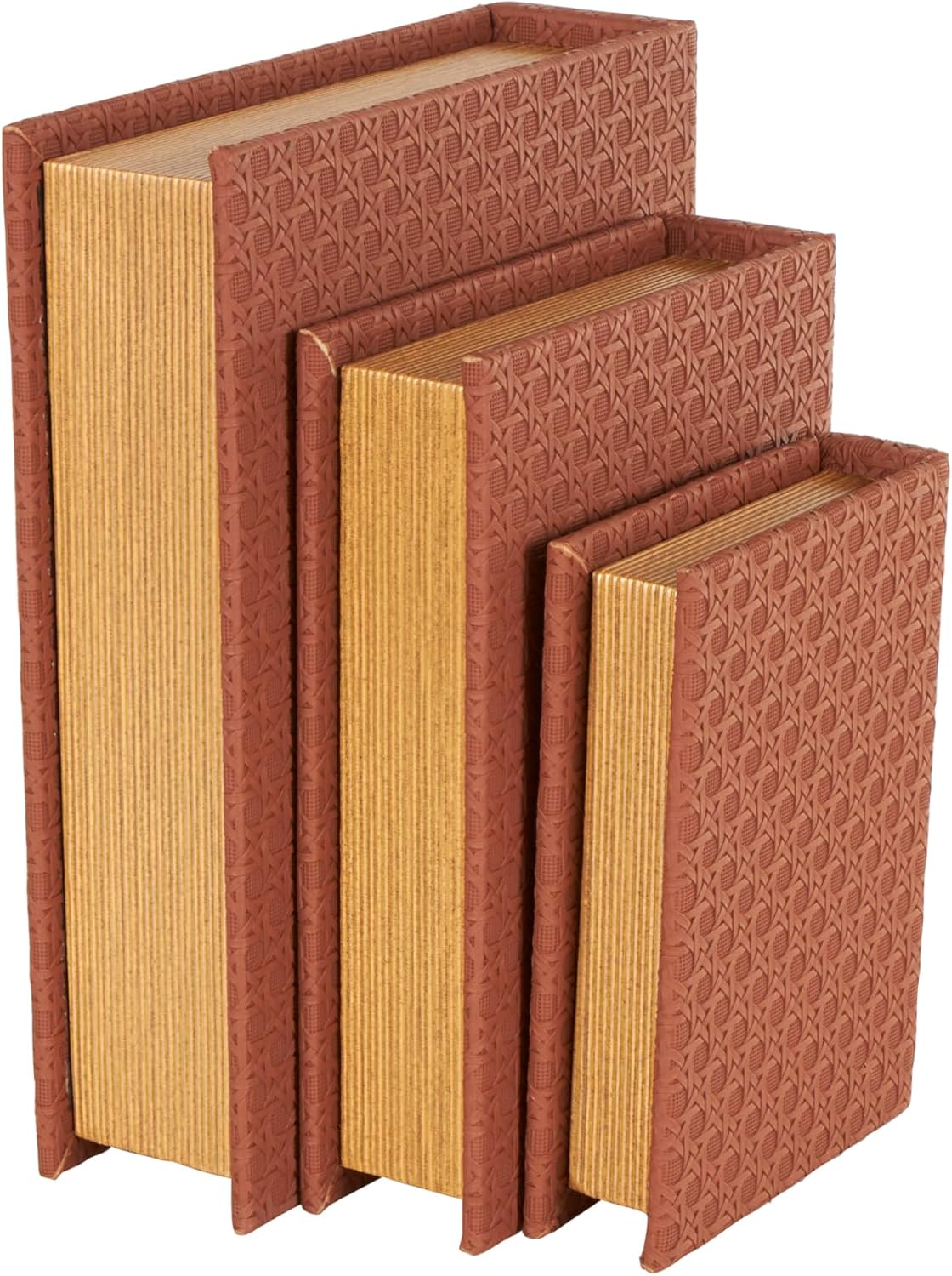 Faux Leather Decorative Box Book Shaped Book Shaped / Copper / 12", 10", 8"H / 8 Inch / Set of 3
