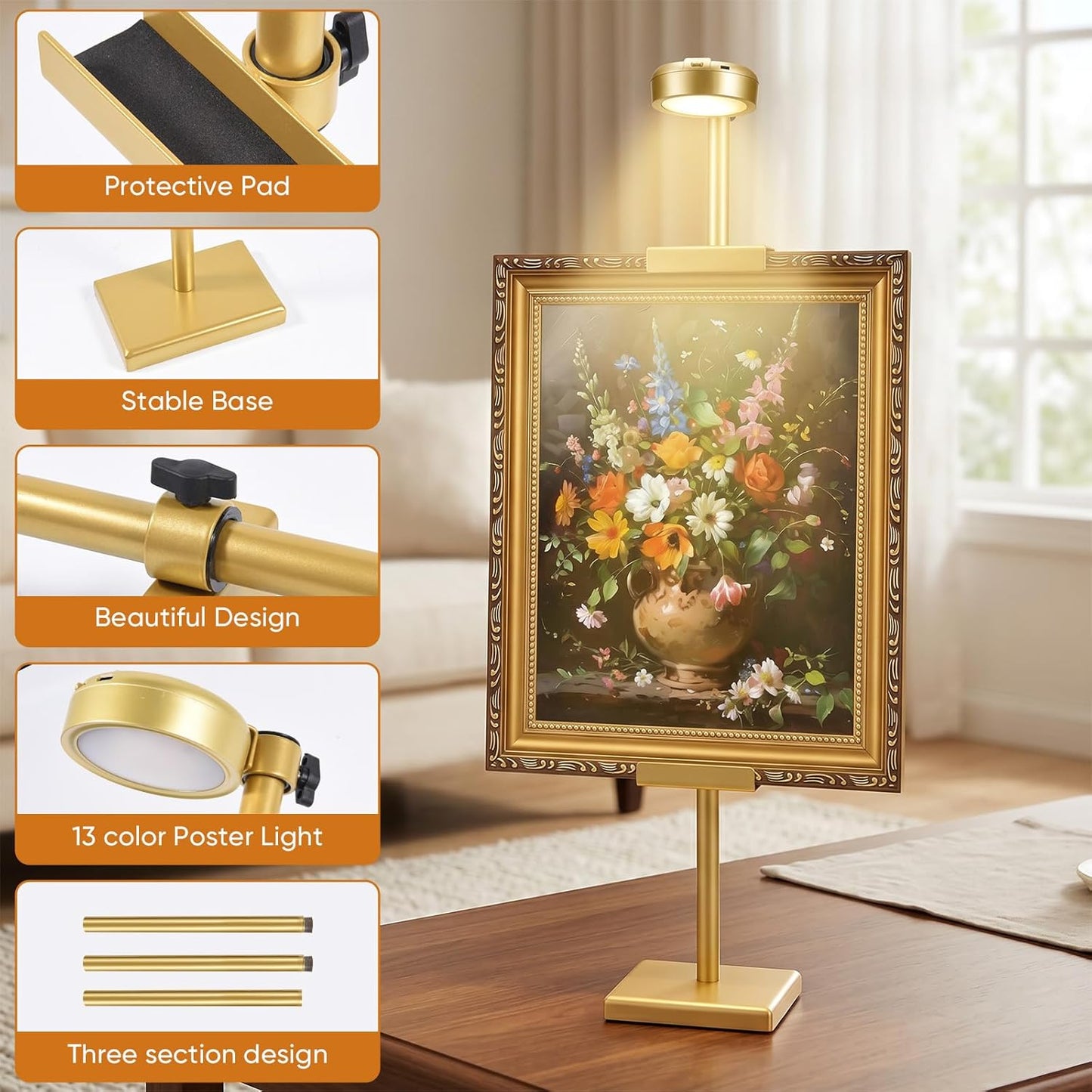 Rechargeable 13RGB Poster Light / Gold
