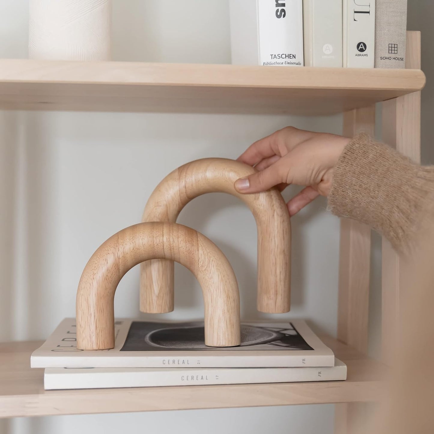 Modern Bookshelf Decor / Natural / 2-piece