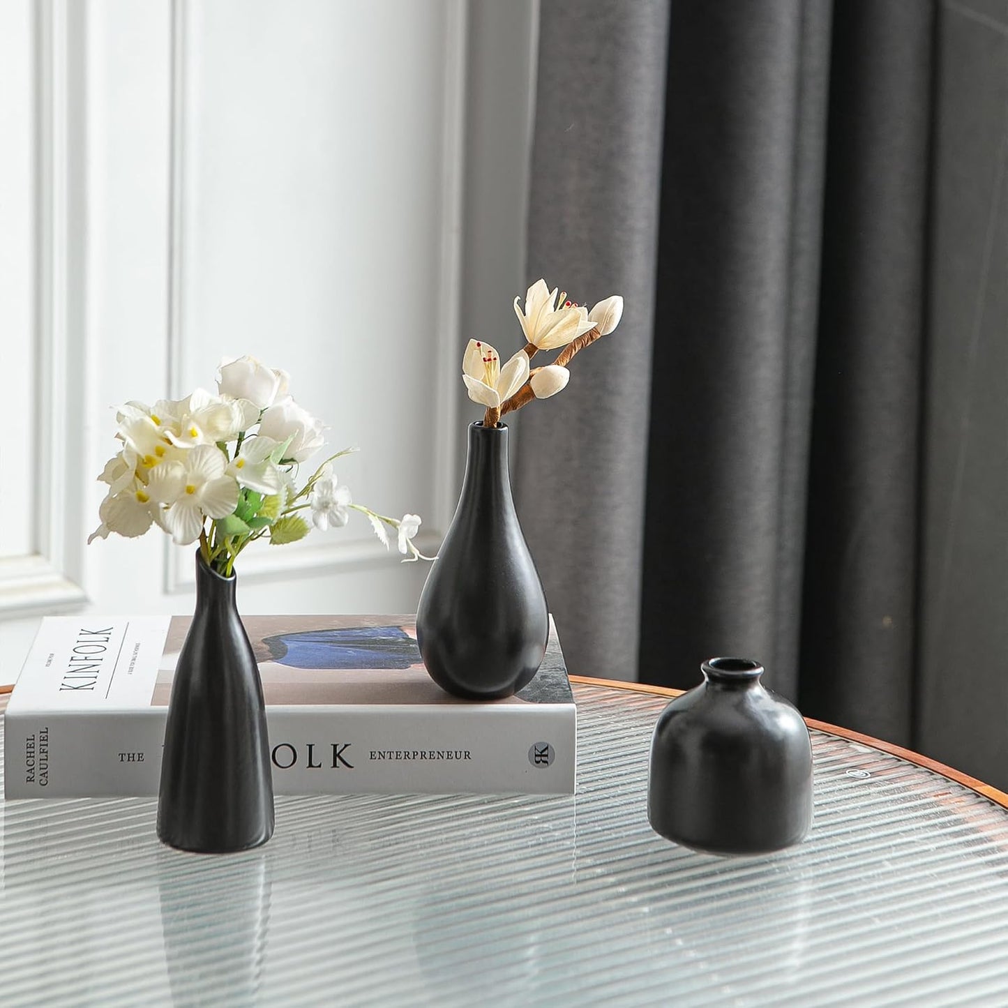Small Ceramic Vase / Black / Set of 11