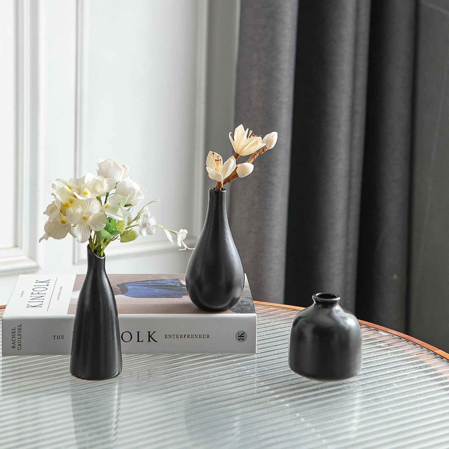 Small Ceramic Vase / Black / Set of 11