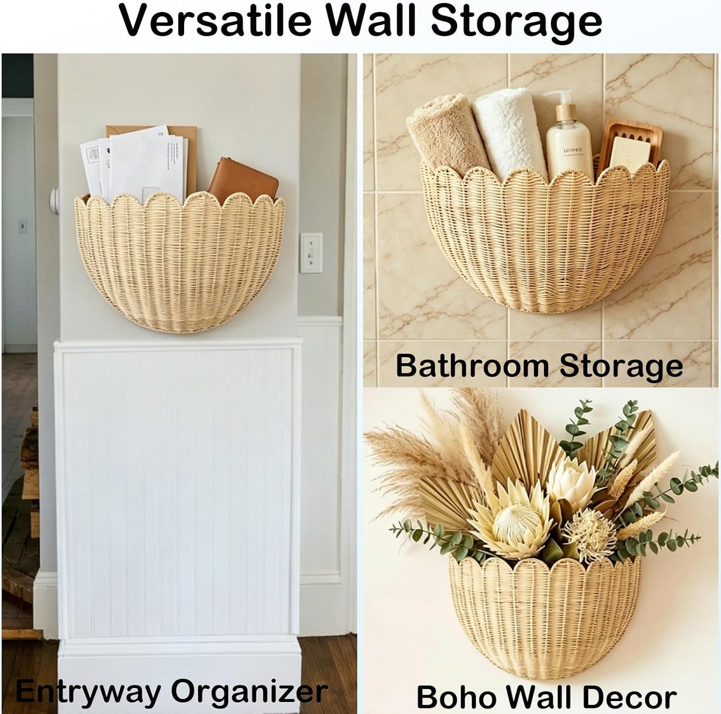 Scalloped Wall Basket / Set of 2