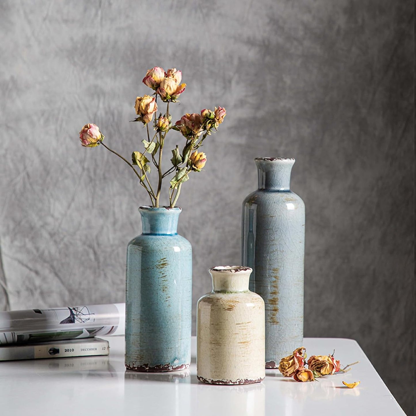 Ceramic Vase / Small Flower Vases / Multicolored / Set of 3