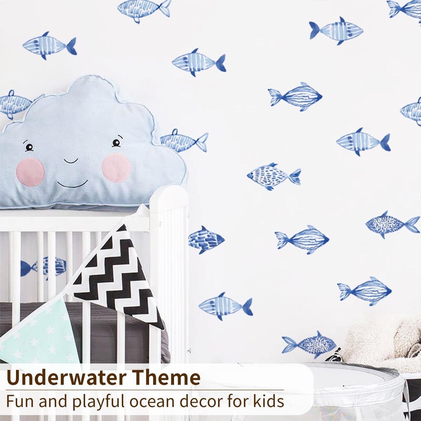 Under The Sea Wall Decals Peel and Stick / Blue Fish