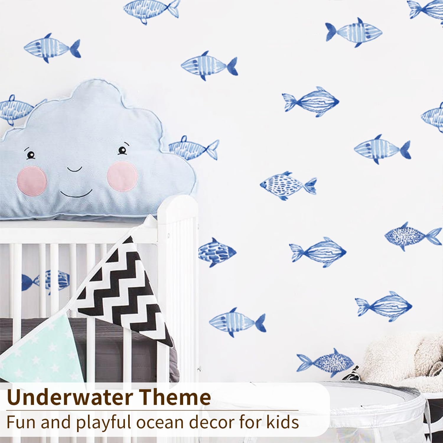 Under The Sea Wall Decals Peel and Stick / Blue Fish