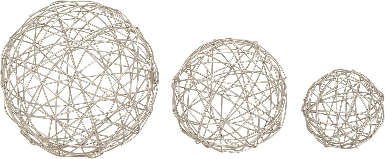 Metal Geometric Decorative Sculpture Home Decor Statues / Silver / 4 Inch / Set of 3