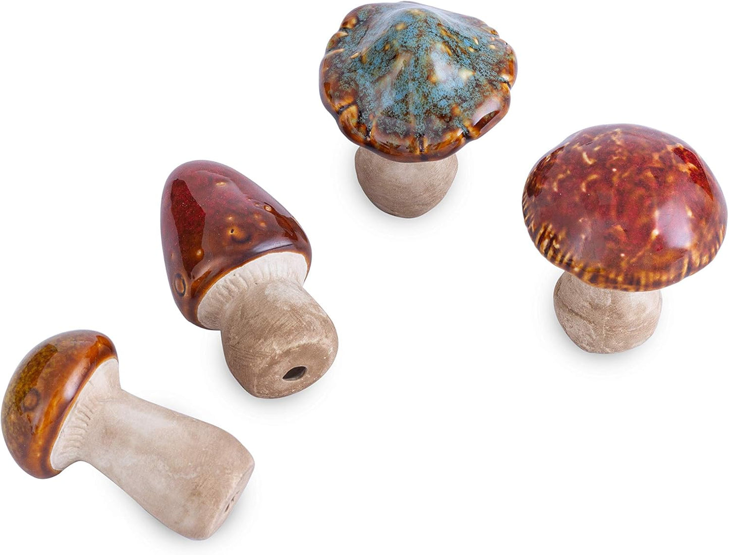 Ceramic Mushrooms Figurine Garden Decor / Small-4 / 3 Inch / Set of 4