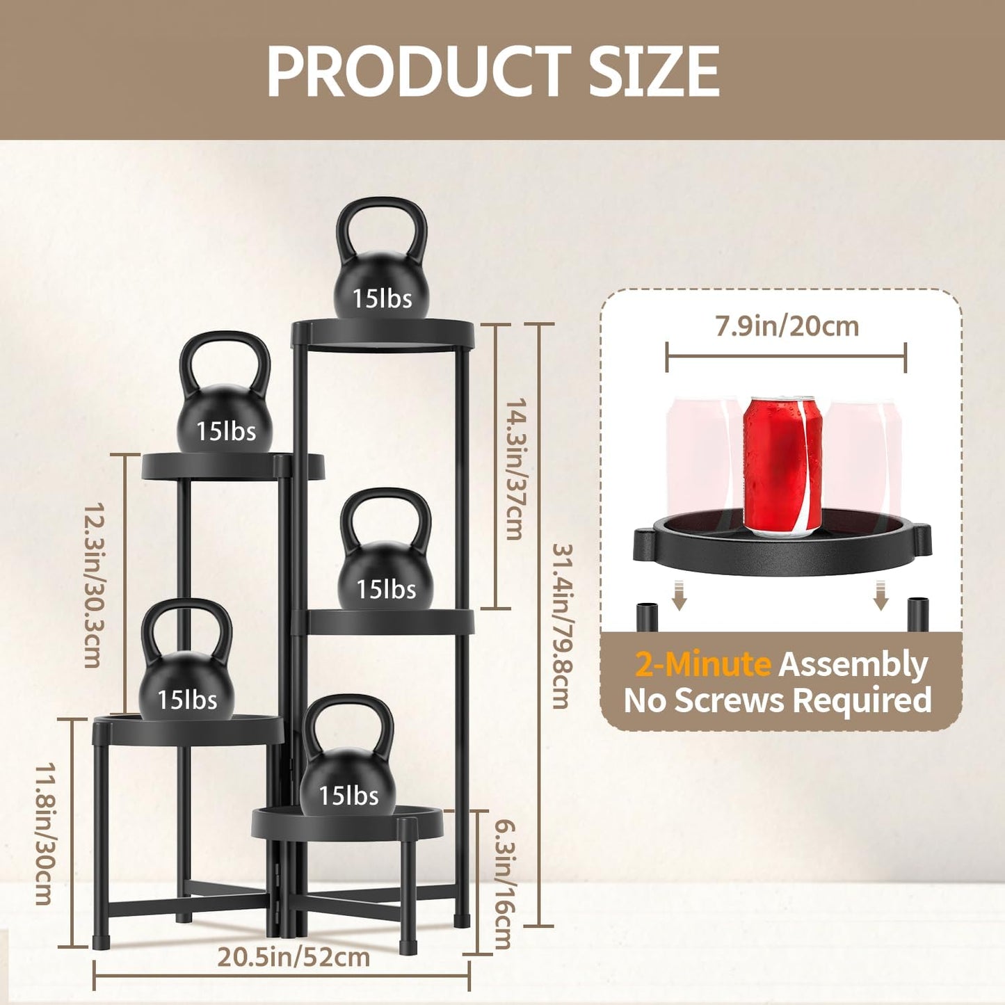 LASZOLA Plant Stand Indoor Outdoor Tall with Plastic Tray, 5 Tiers Black | Corner Folding Flower Display Rack, Modern