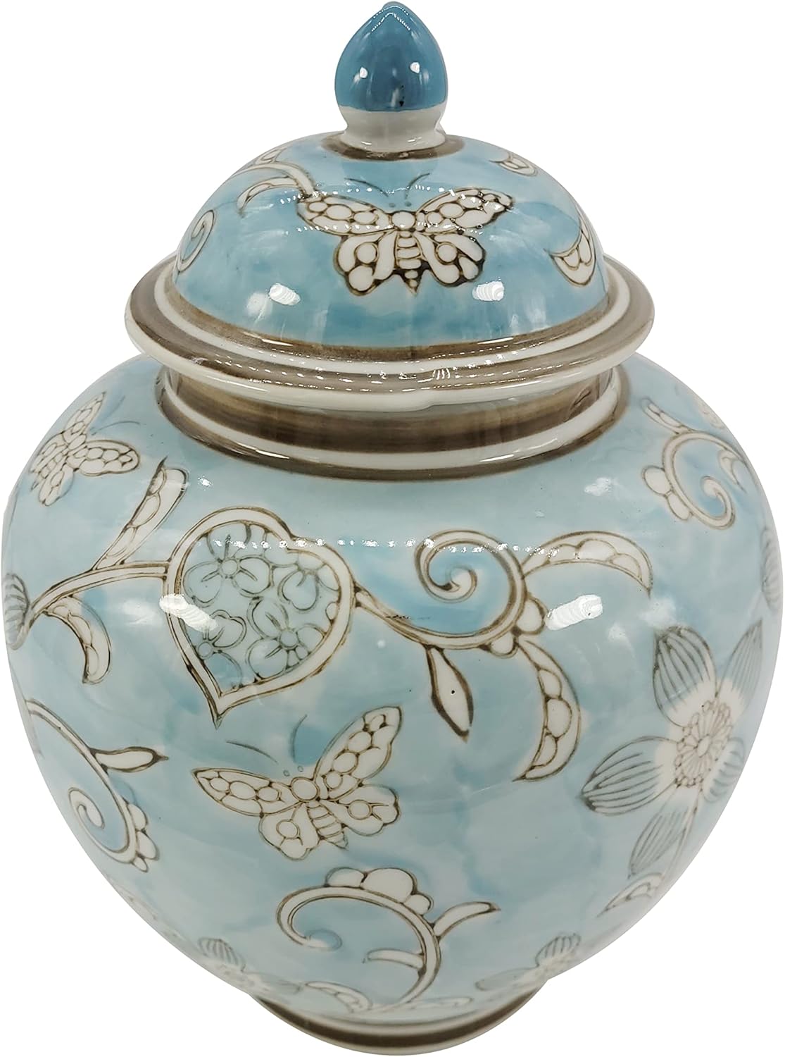 Ginger Jar / Light Blue and White Floral Chinoiserie Ginger Jar 10 / Light Blue & White