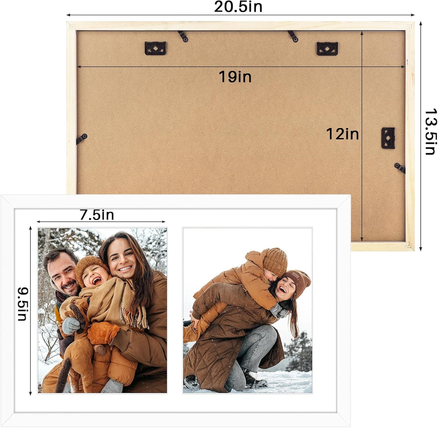 Golden State Art 12x19 White Wood Picture Frame - For Two 8x10 Photo,4 Pack | Matted to Double 8x10,Solid Wood Collage