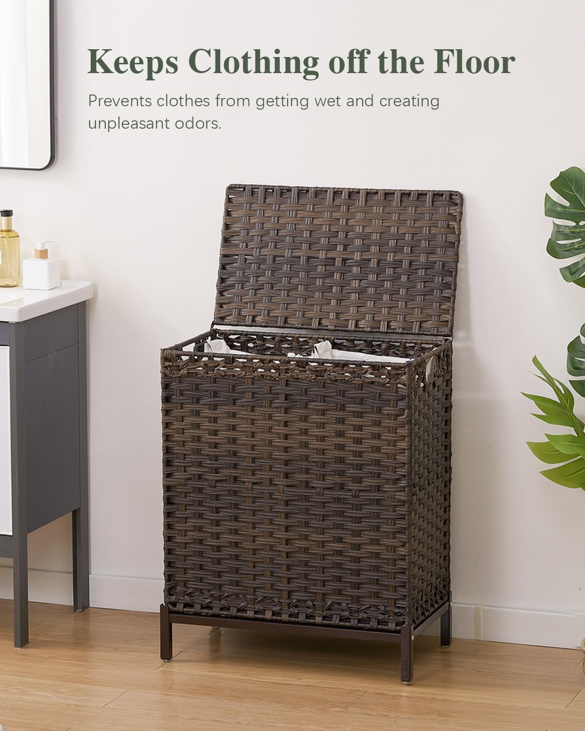 112 L Handwoven Rattan Wicker Laundry Basket / Brown / 112 L - 29.6 Gal