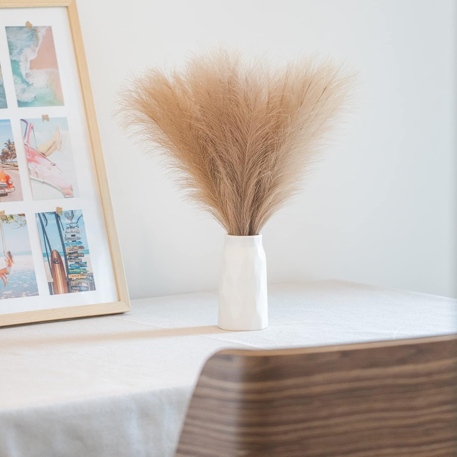 18"/45cm Artificial Pampas Grass Fluffy 6 Stem pompous Grass Flower Arrangement for Boho / Taupe