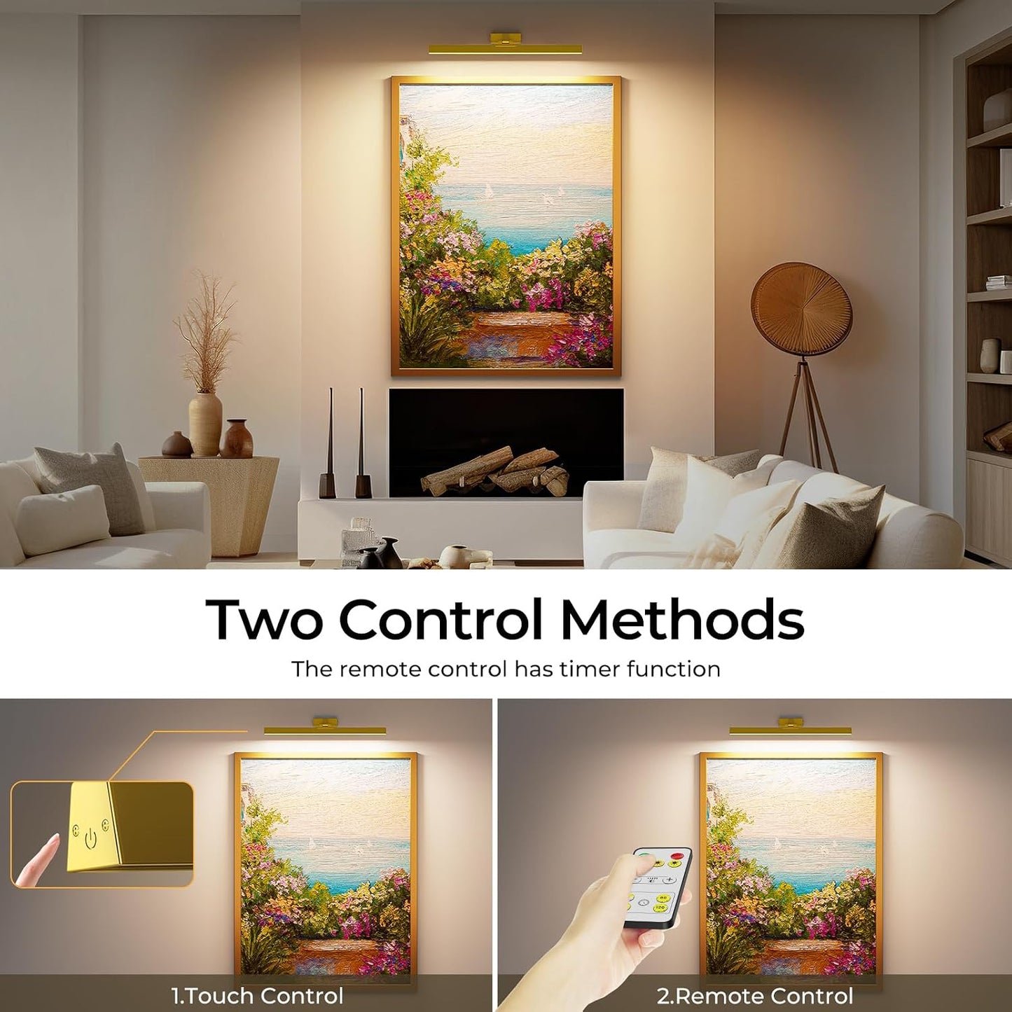 Picture Lights Wall Light 16in CCT Gallery Light | Battery Operated, Timer, Remote Control, Adjustable Brightness, Long