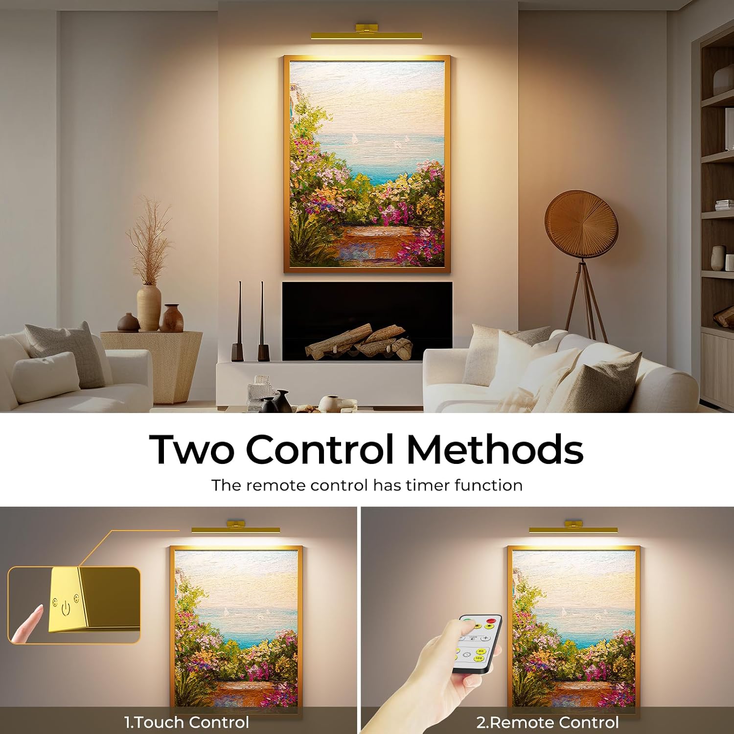 Picture Lights Wall Light 16in CCT Gallery Light | Battery Operated, Timer, Remote Control, Adjustable Brightness, Long