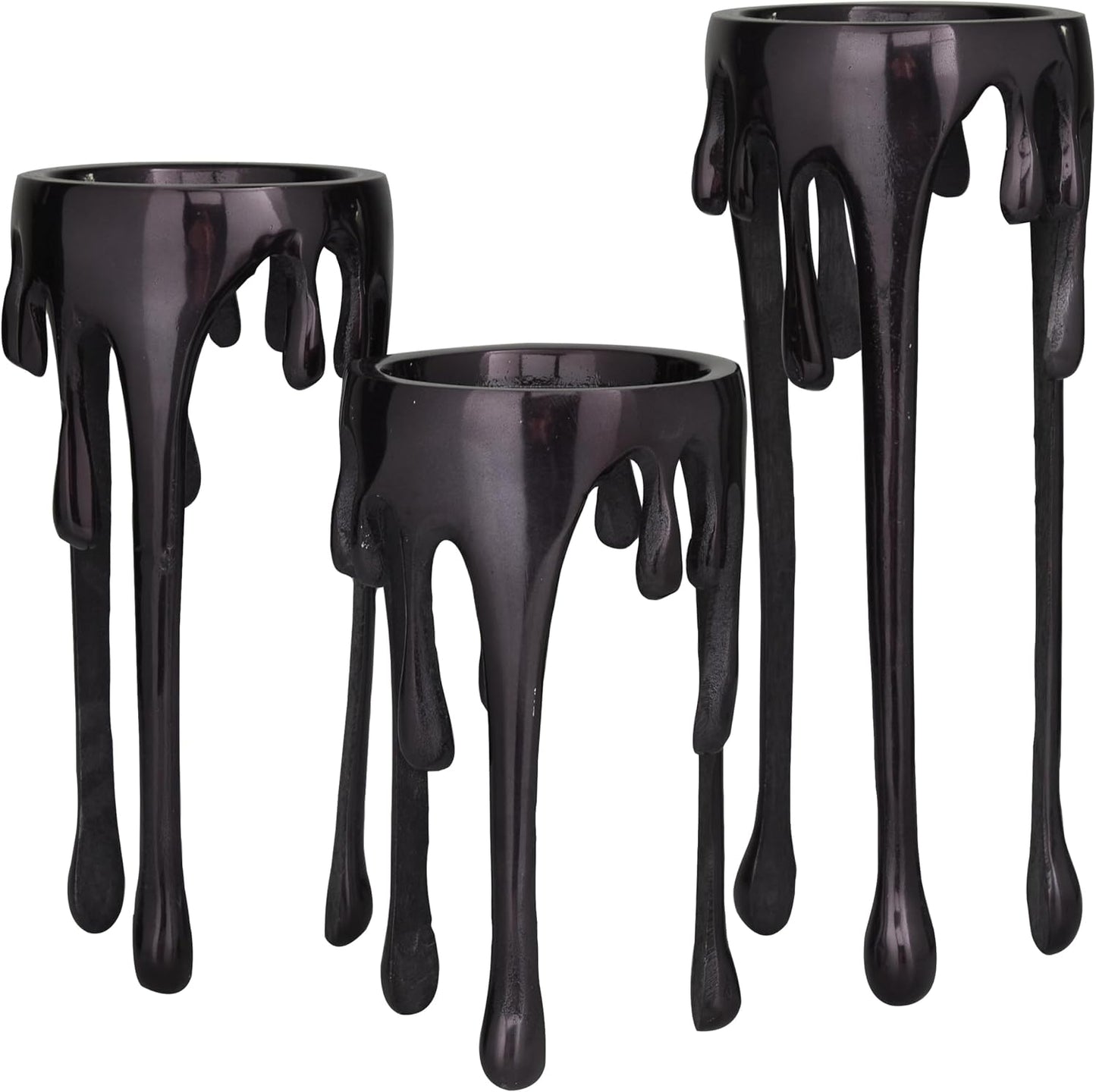 CosmoLiving by Cosmopolitan Aluminum Metal Decorative Candle Holder Pillar Candle Stand with Dripping Melting Designed