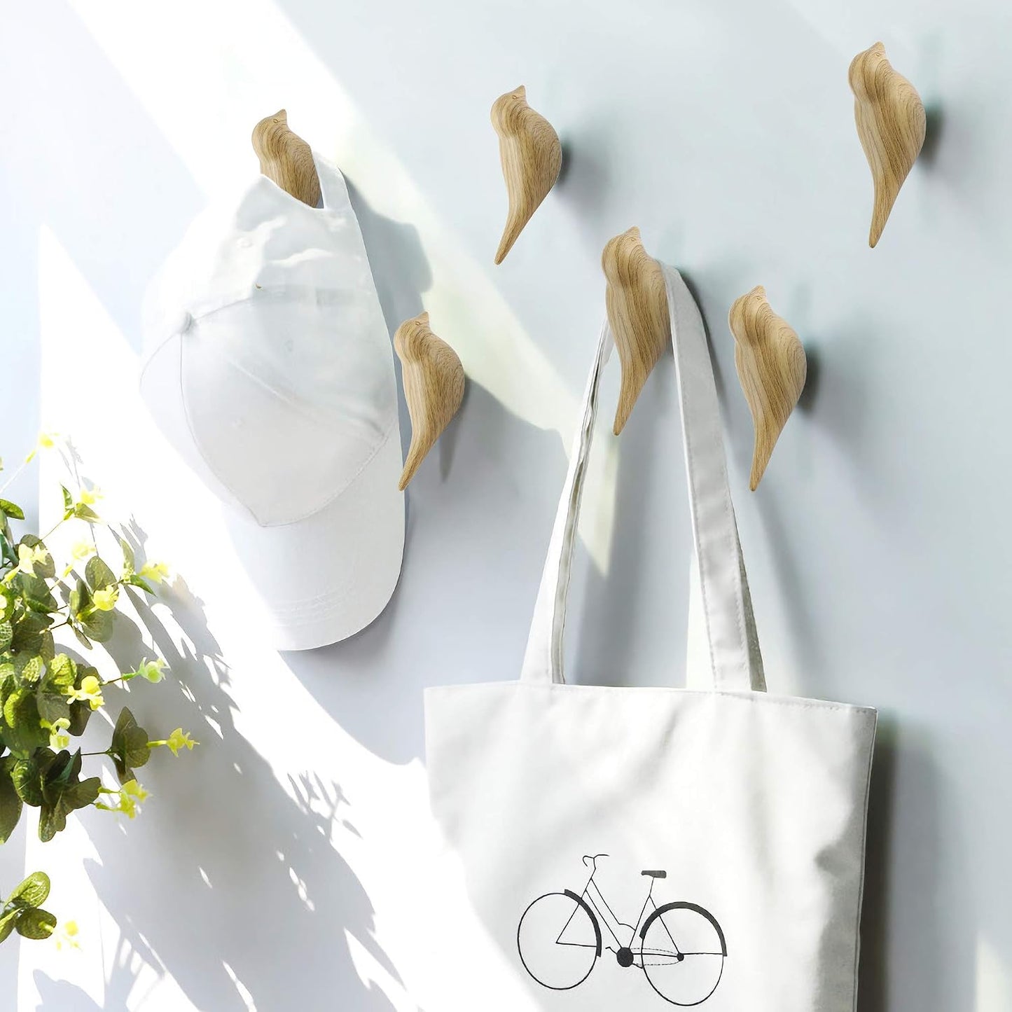 Wood Grain Bird Coat Hooks / Forest A