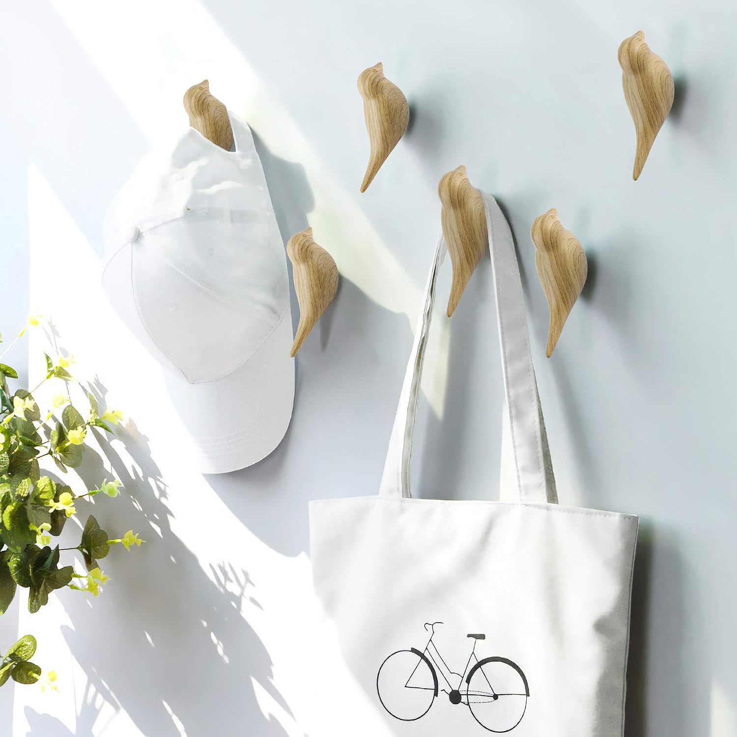 Wood Grain Bird Coat Hooks / Forest A