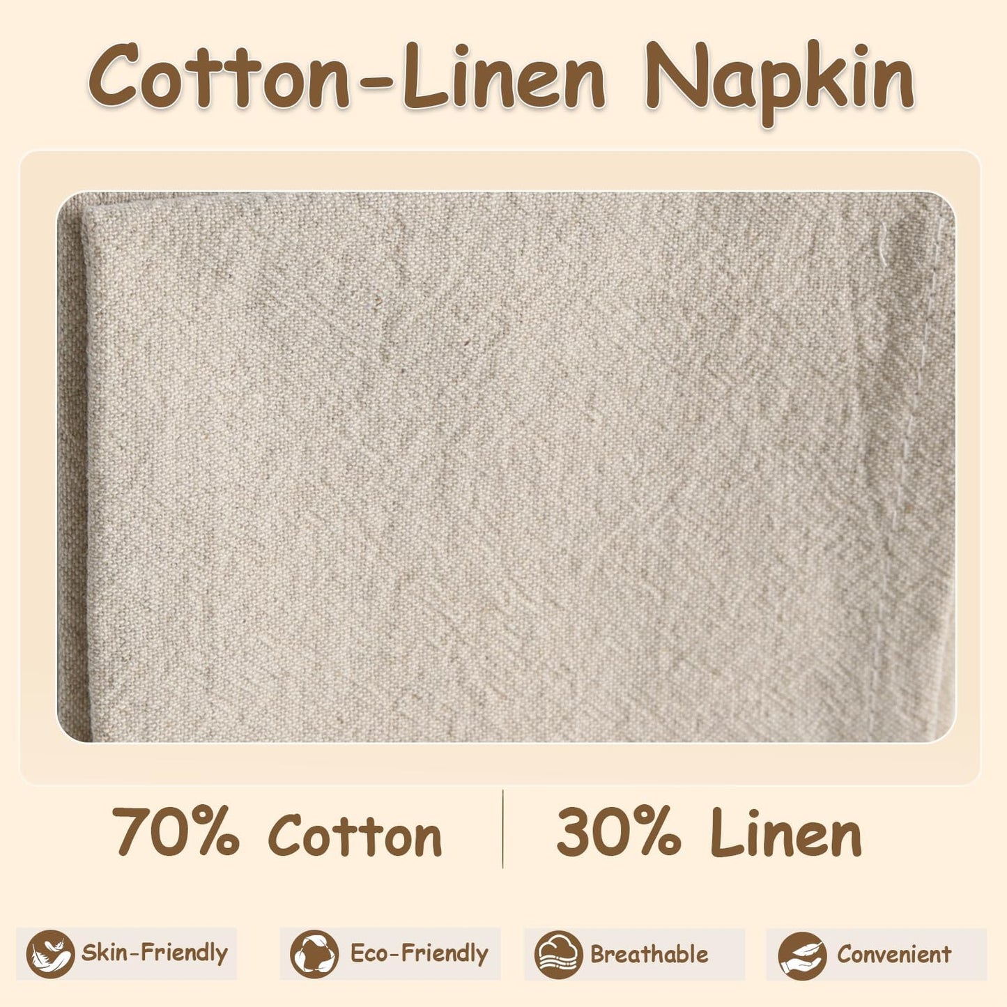 Urby Eco Hanky 10x10in Reusable Small Cloth Napkins, Natural, 12pk | Linen/Cotton Napkins, Eco Friendly, Kids Napkins