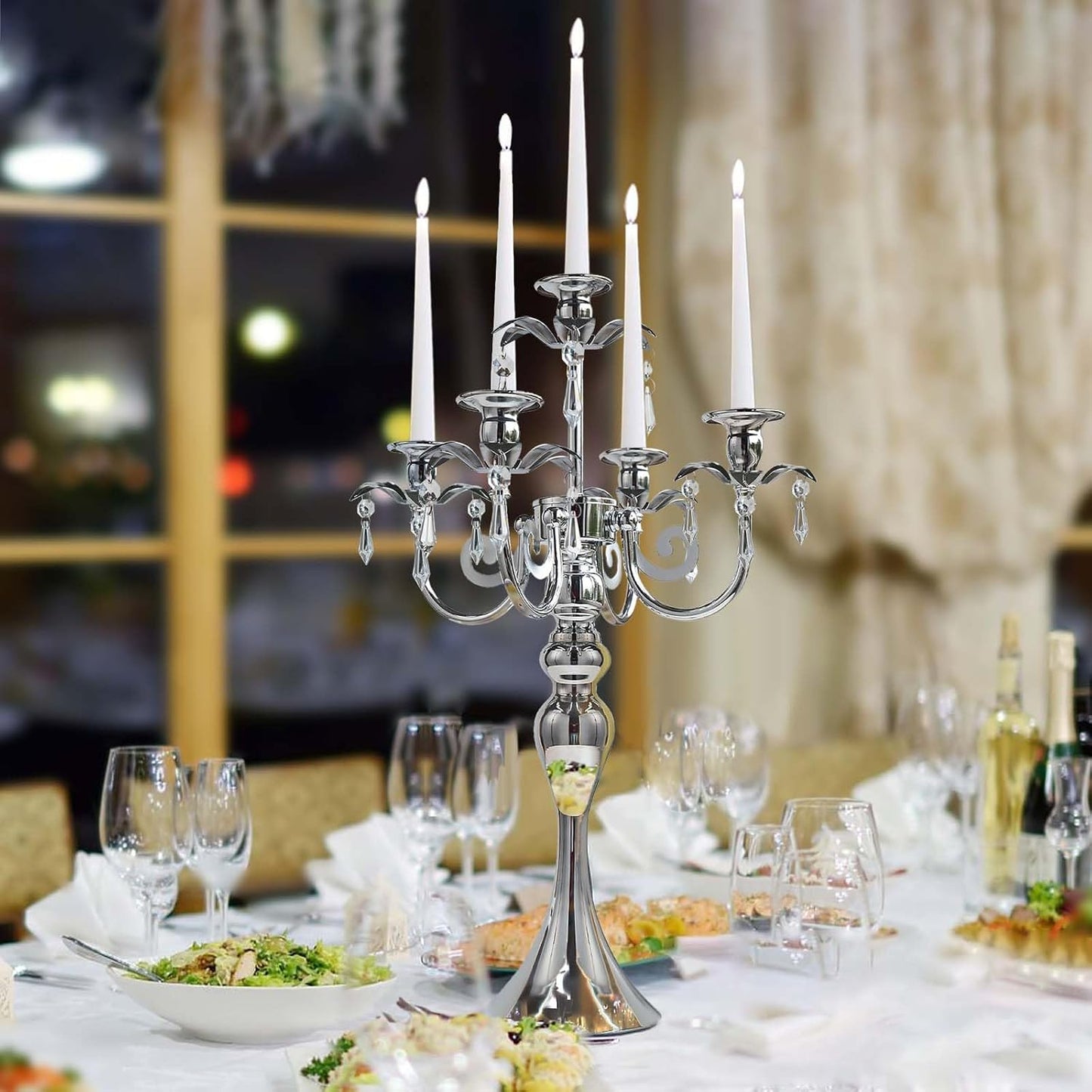 20.3'' Tall 5 Arm Candle Holder Centerpiece for Table, Metal Candelabra Candle Holder, Retro Candlestick Table
