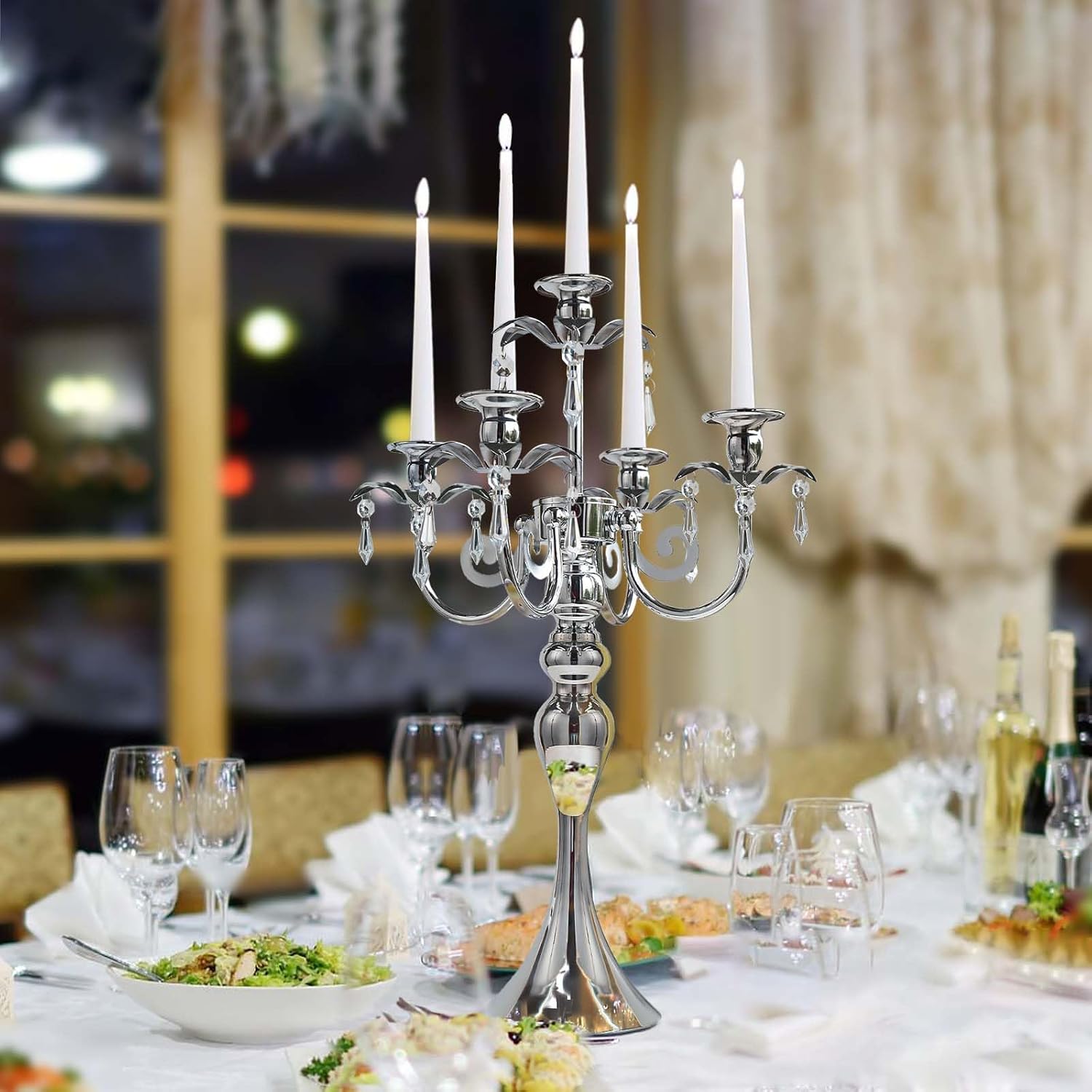 20.3'' Tall 5 Arm Candle Holder Centerpiece for Table, Metal Candelabra Candle Holder, Retro Candlestick Table