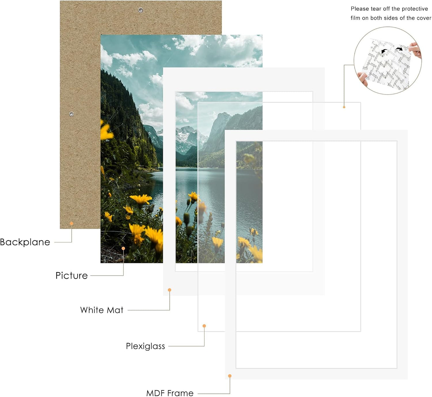 14x20 White Picture Frame, Poster Frame for Wall, 3 Pack | Fits 12x16 Photos With Mat or 14x20 Without Mat, Vertical or