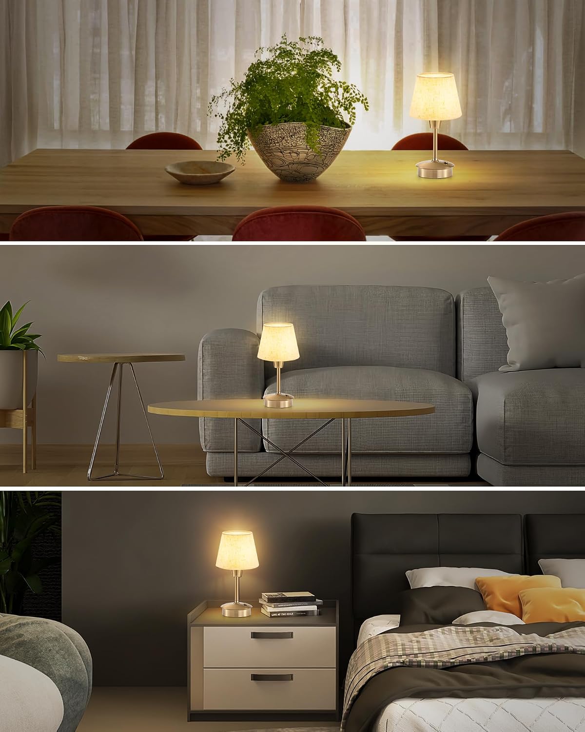 2 Pack Small Rechargeable Cordless Table Lamp for Restaurant Bar | 5200mAh Battery Operated, Portable Touch Dimmable