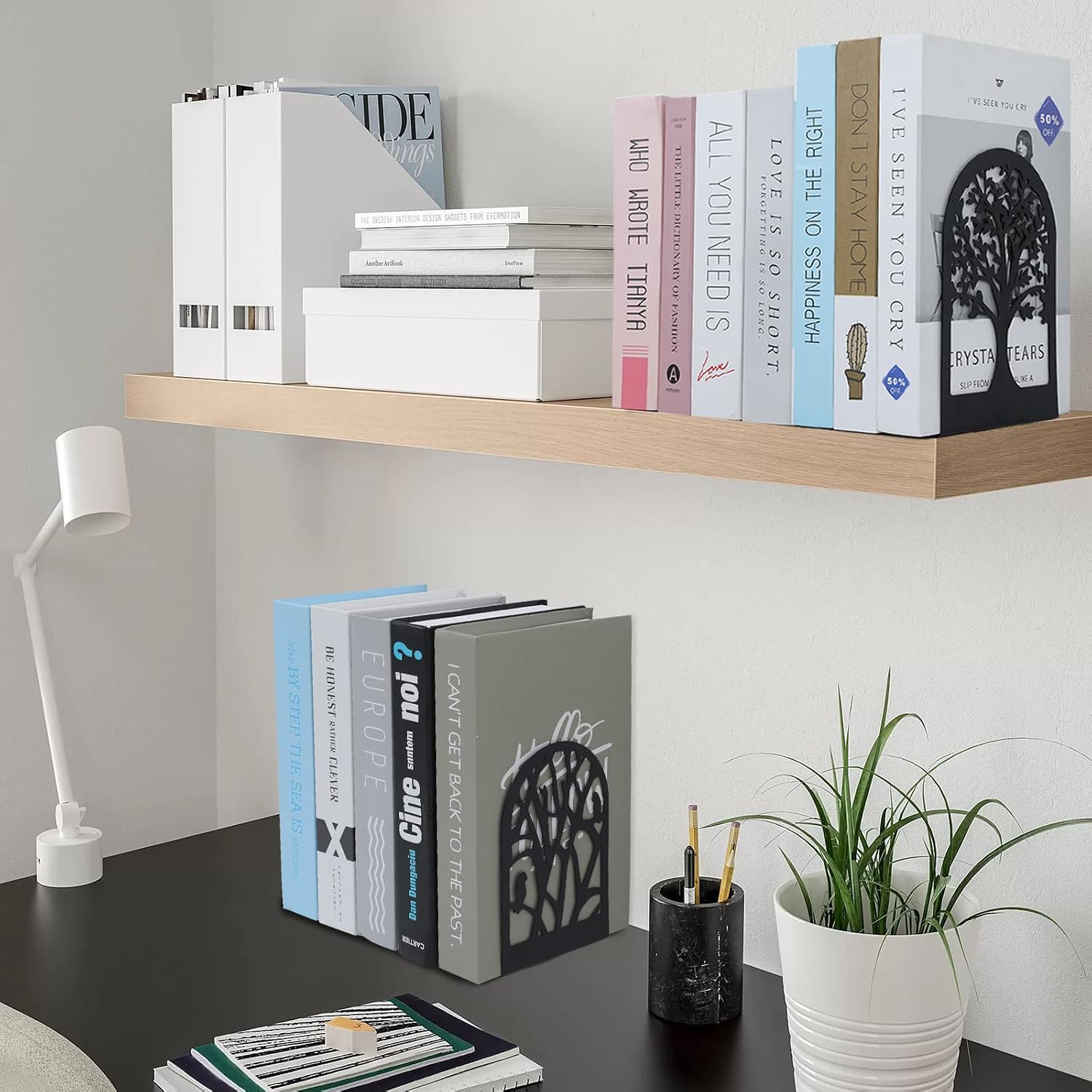 Metal Book Stoppers for Heavy / Black / Set of 10