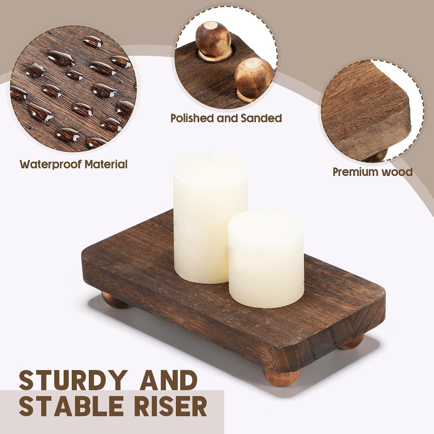 Wooden Risers for Display Pedestal Stand Wooden for Decor Farmhouse / Brown / 8 x 4.3 / Set of 3