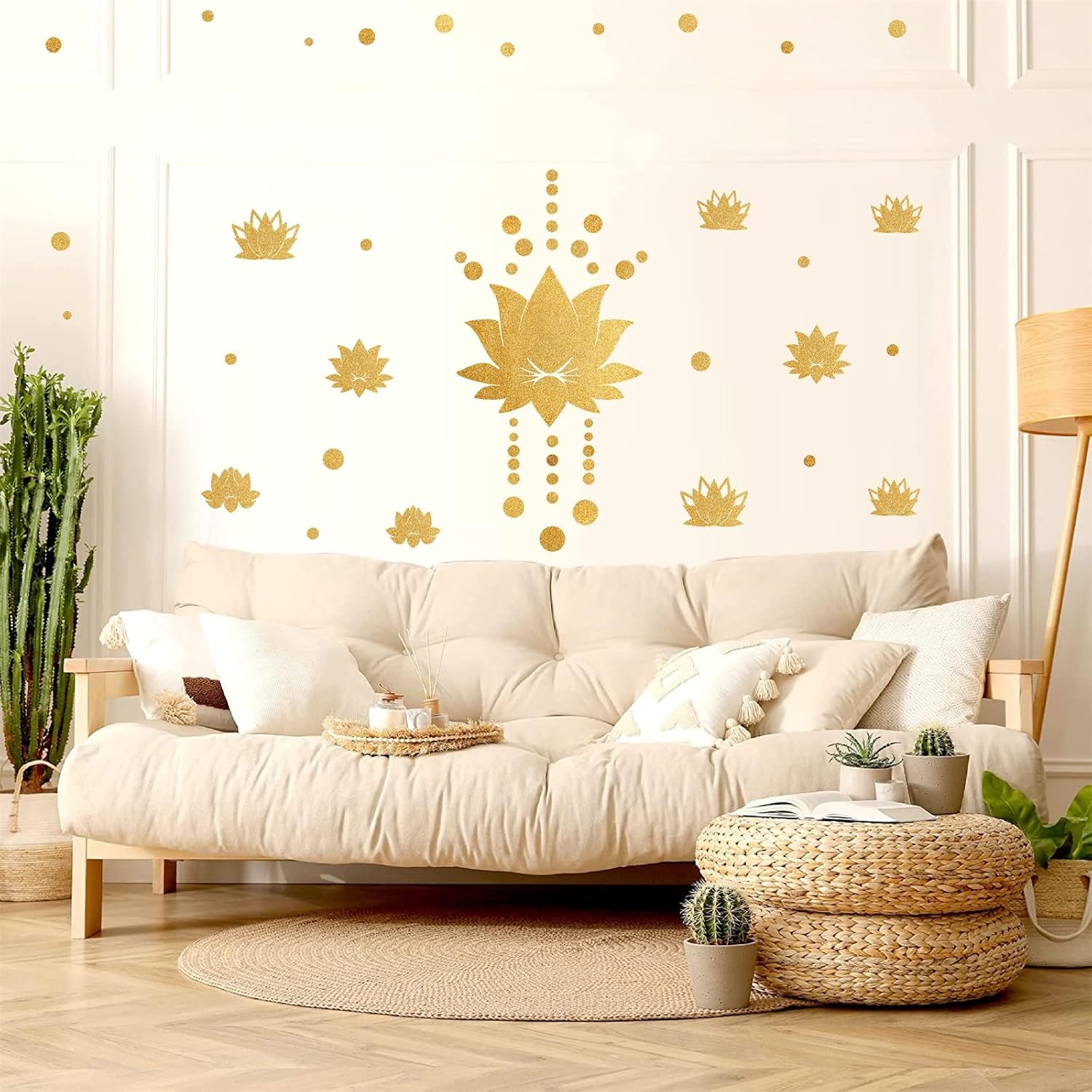 Lotus Flower Wall Decal Gold Wall Stickers Modern Lotus Sticker Yoga Wall / Gold Lotus Flowers