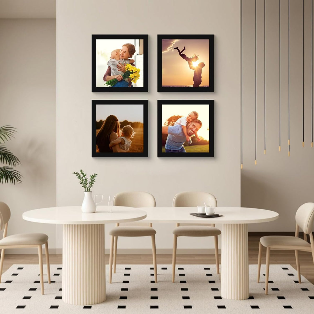 SESEAT 12x12 Picture Frame Set of 4 for Diamond Painting Art, Display Photo 10x10 or 12 x 12 Without Mat, Gallery Wall