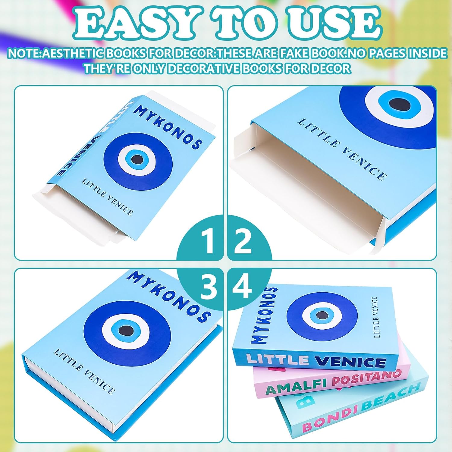 Preppy Decorative Books Foldable Fake Books Bundle Room Decor Aesthetic Coffee Table / Set of 6
