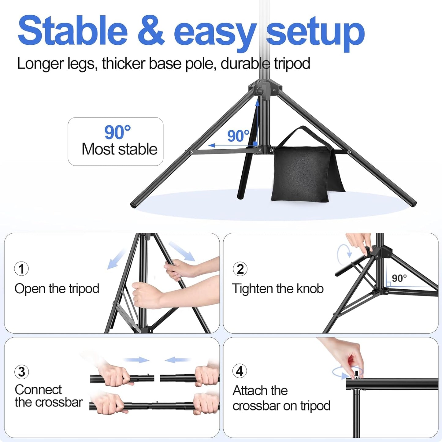 Backdrop Stand ft Photo Studio Adjustable Background Stand Support kit / 10 x 7 / Ft / Black