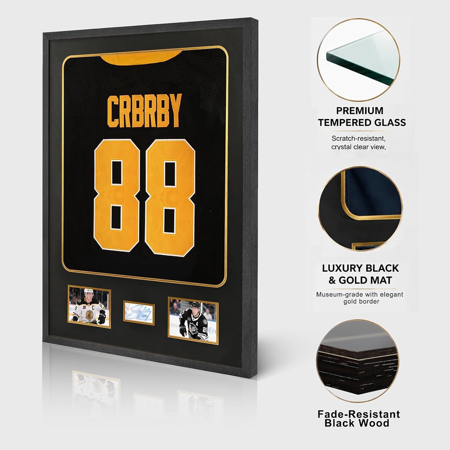 Jersey Frame Display Case with Picture Slots & Tempered Real Glass | Jersey Frame Display Case, with Picture Slots &