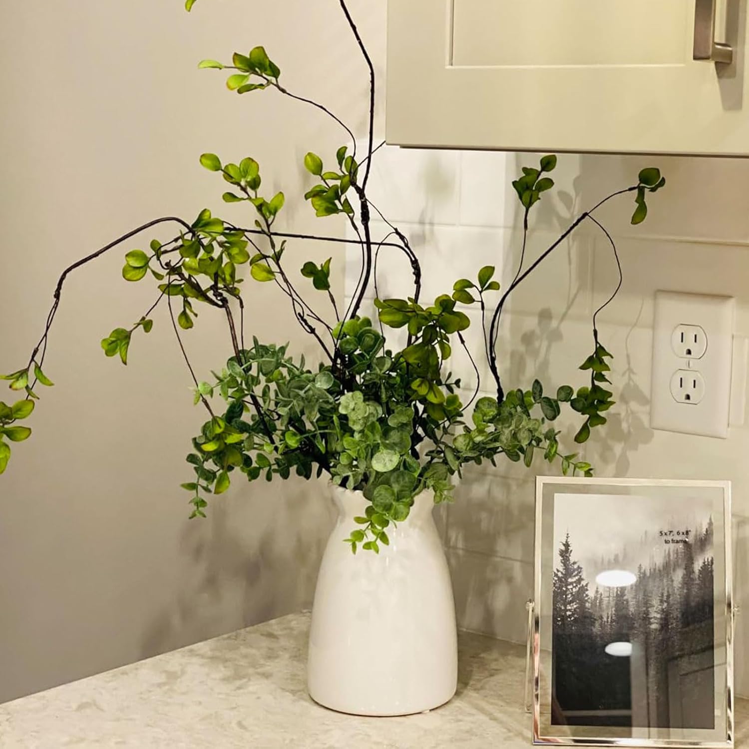 Modern Vases / White Flower Vase- Ceramic Vase for Decor / White-7inch