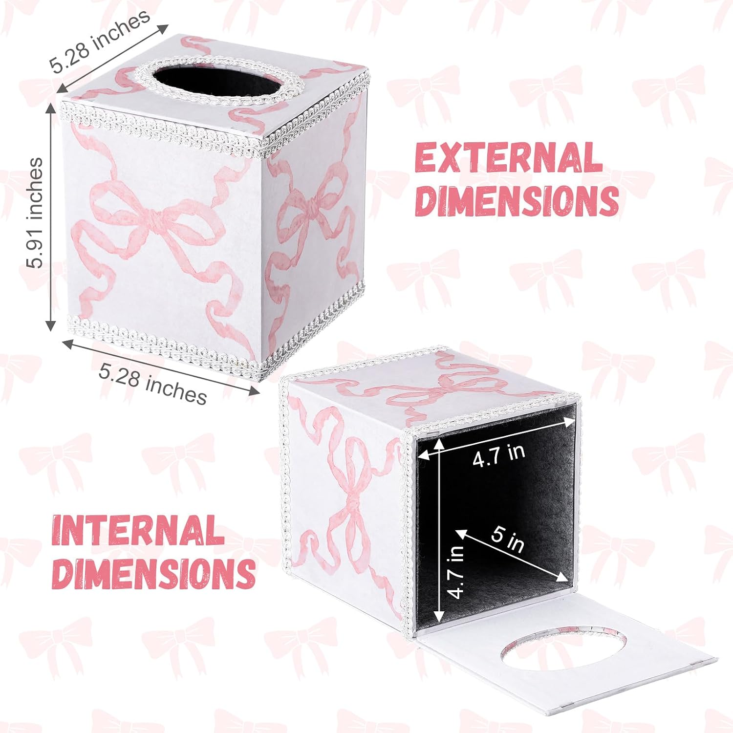 Magnetic Closure Square Cube Box Holder / Pink