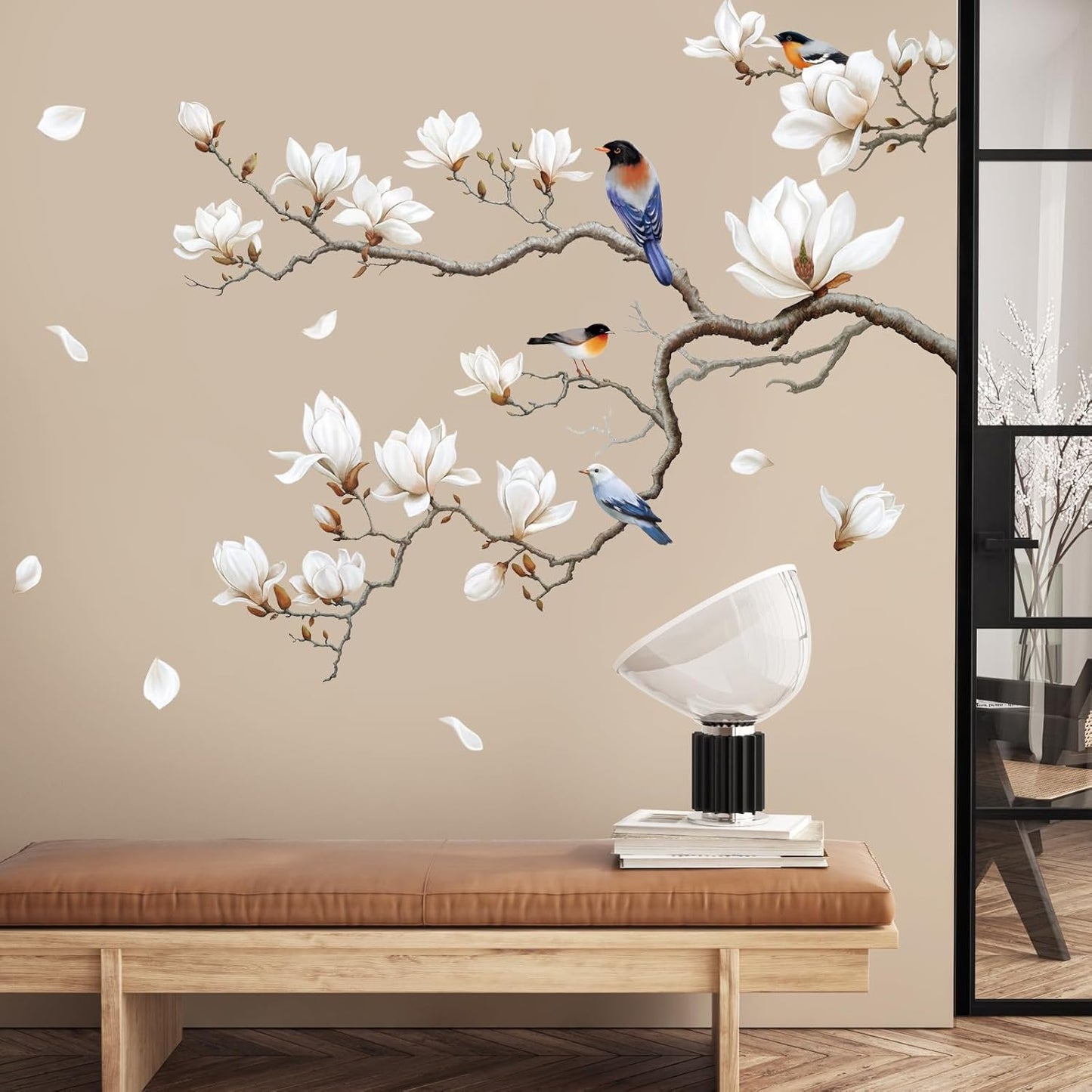 Branches Corner Wall / Right Magnolia Flower / White