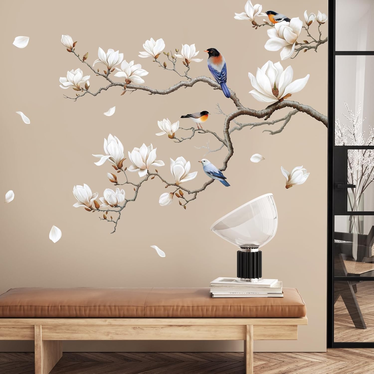 Branches Corner Wall / Right Magnolia Flower / White