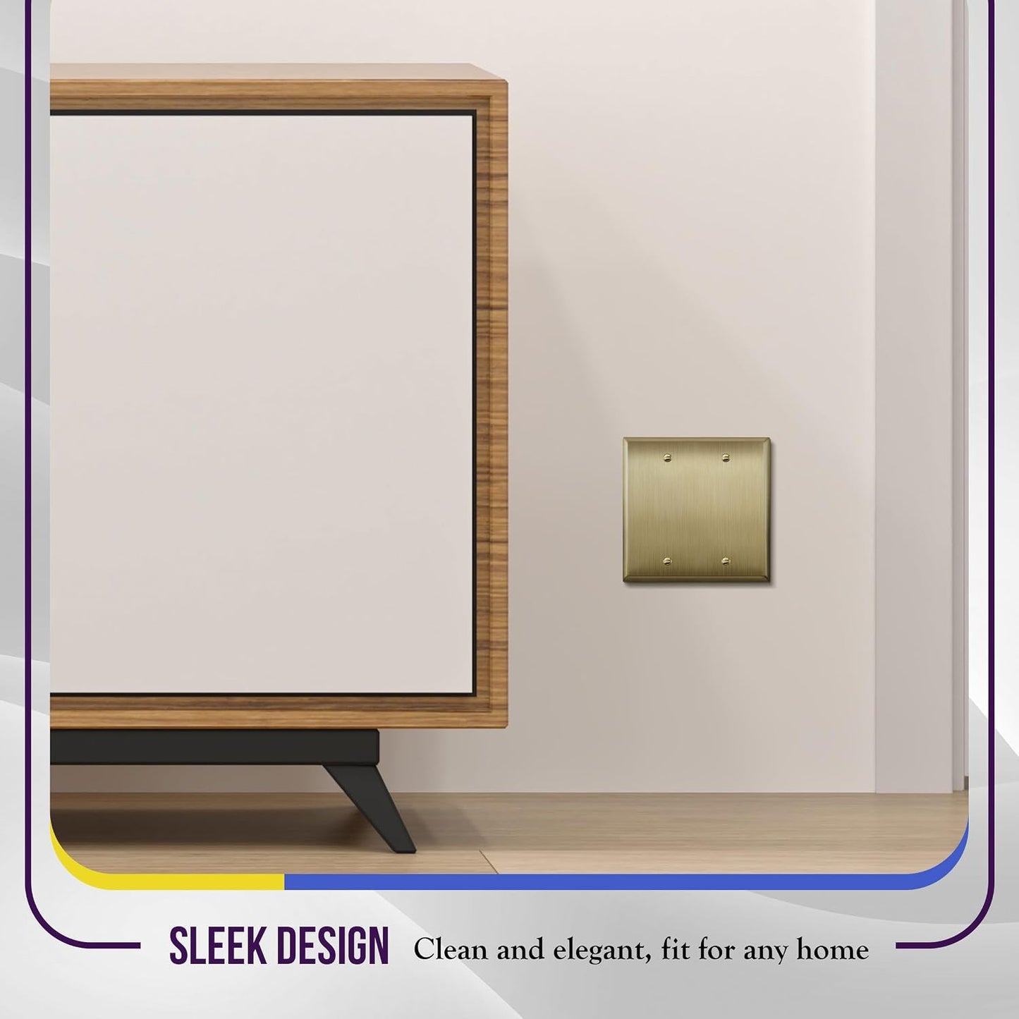 ENERLITES Blank Device Metal Wall Plate, Stainless Steel 201, Corrosion Resistant, Size 2-Gang 4.50" x 4.57"