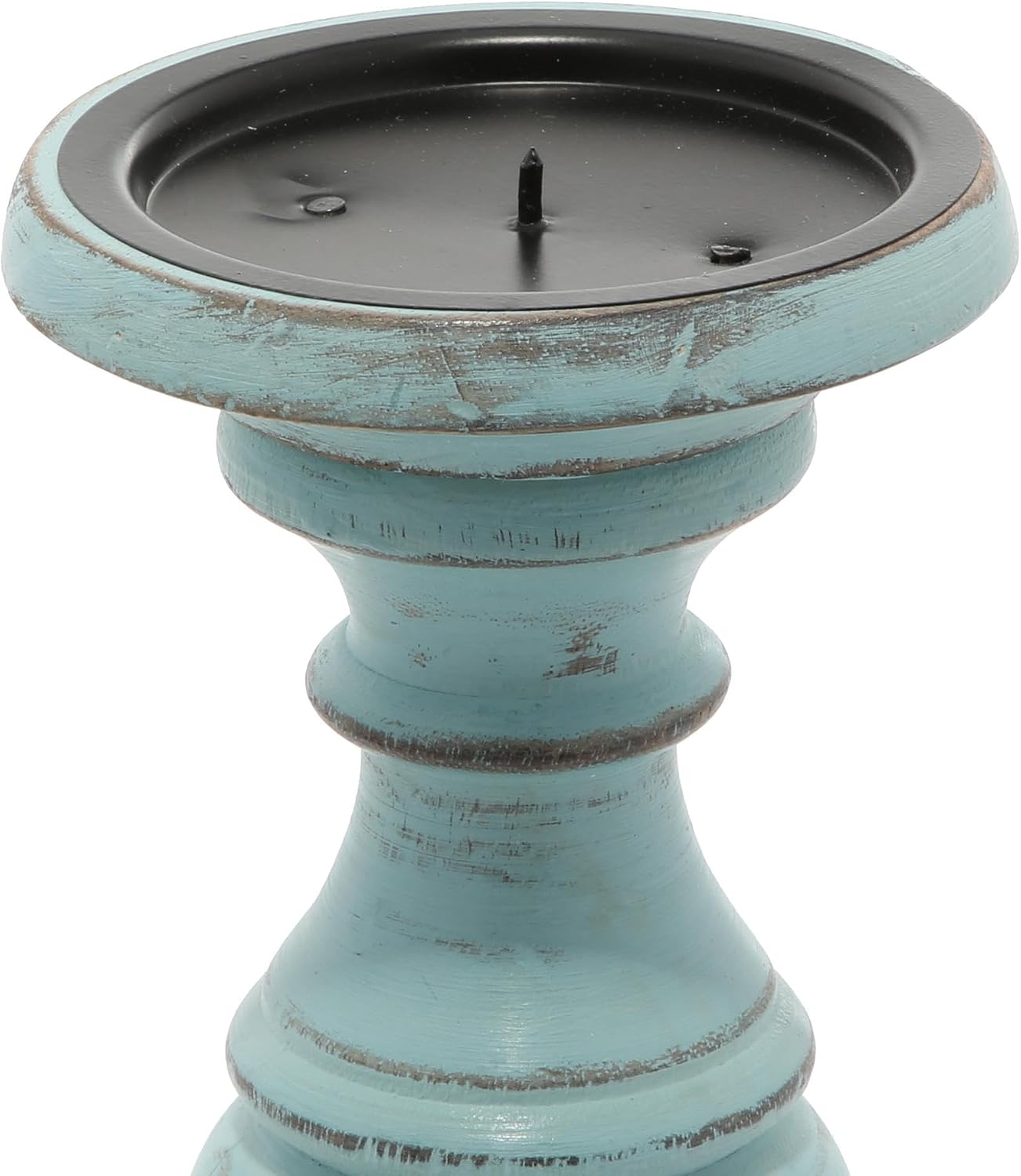Deco 79 Mango Wood Decorative Candle Holder Distressed Turned Pillar Candle Stand, Set of 3 Candlestick Holder 6", 8"