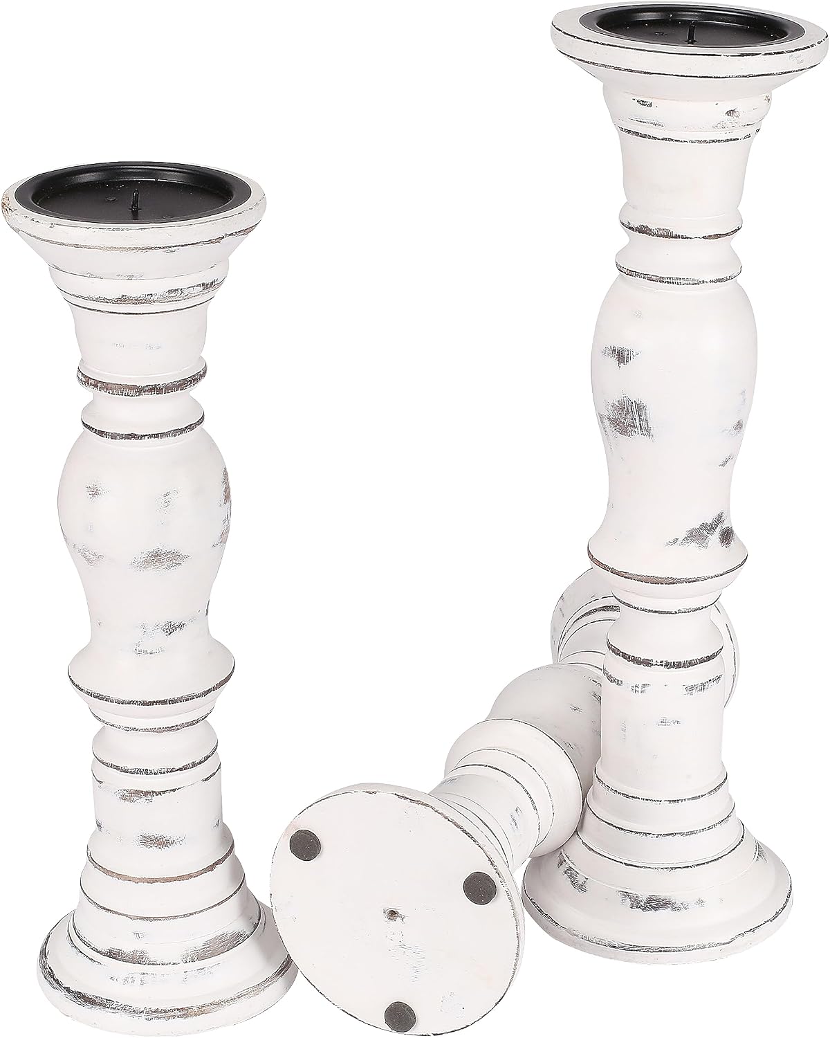 Candle Stands Wooden for Pillar Candles,Rounded Turned Colums, Sustainable Woods, Country Style, Idle for Reiki