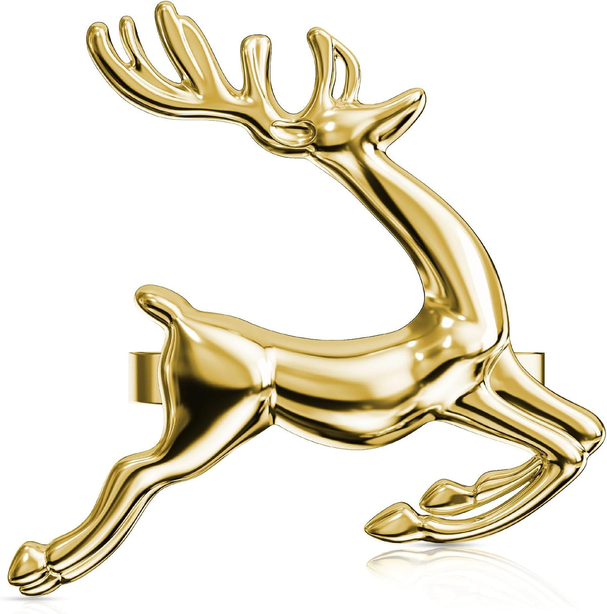 ZeeDix Christmas Rose Gold Reindeer Napkin Rings Set of 24 for Table Decor