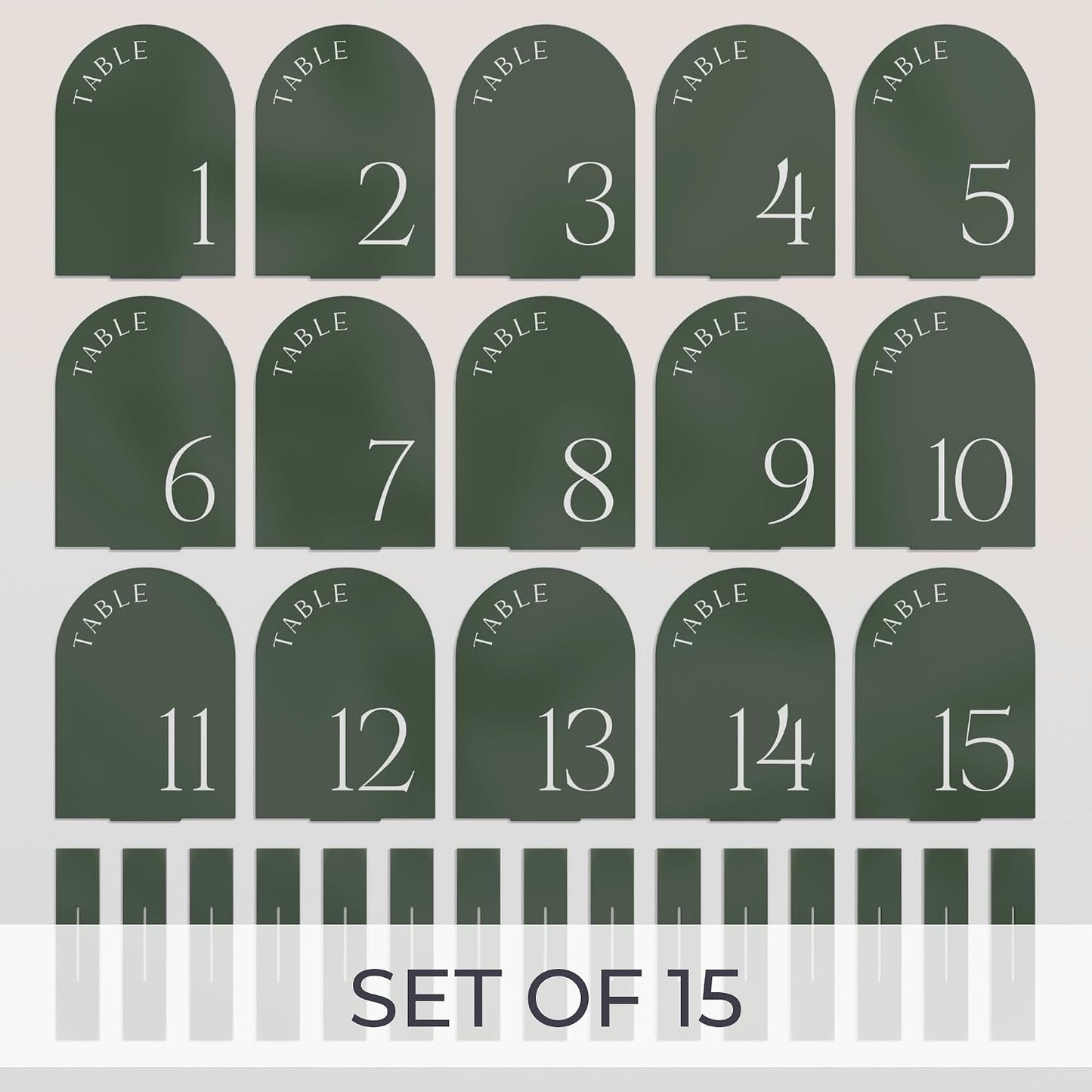 Beautiful Sage Wedding Table Numbers with Stands - Acrylic Signs 1-15 | Elegant Double Sided 5x7 Inch Signs - The