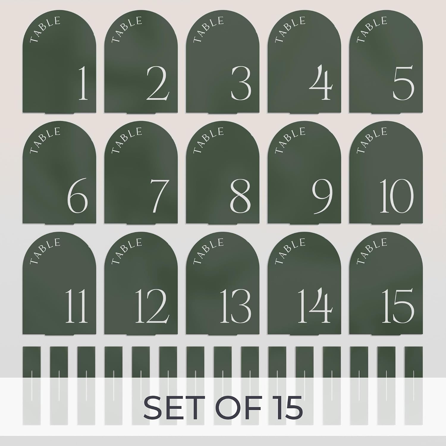 Beautiful Sage Wedding Table Numbers with Stands - Acrylic Signs 1-15 | Elegant Double Sided 5x7 Inch Signs - The