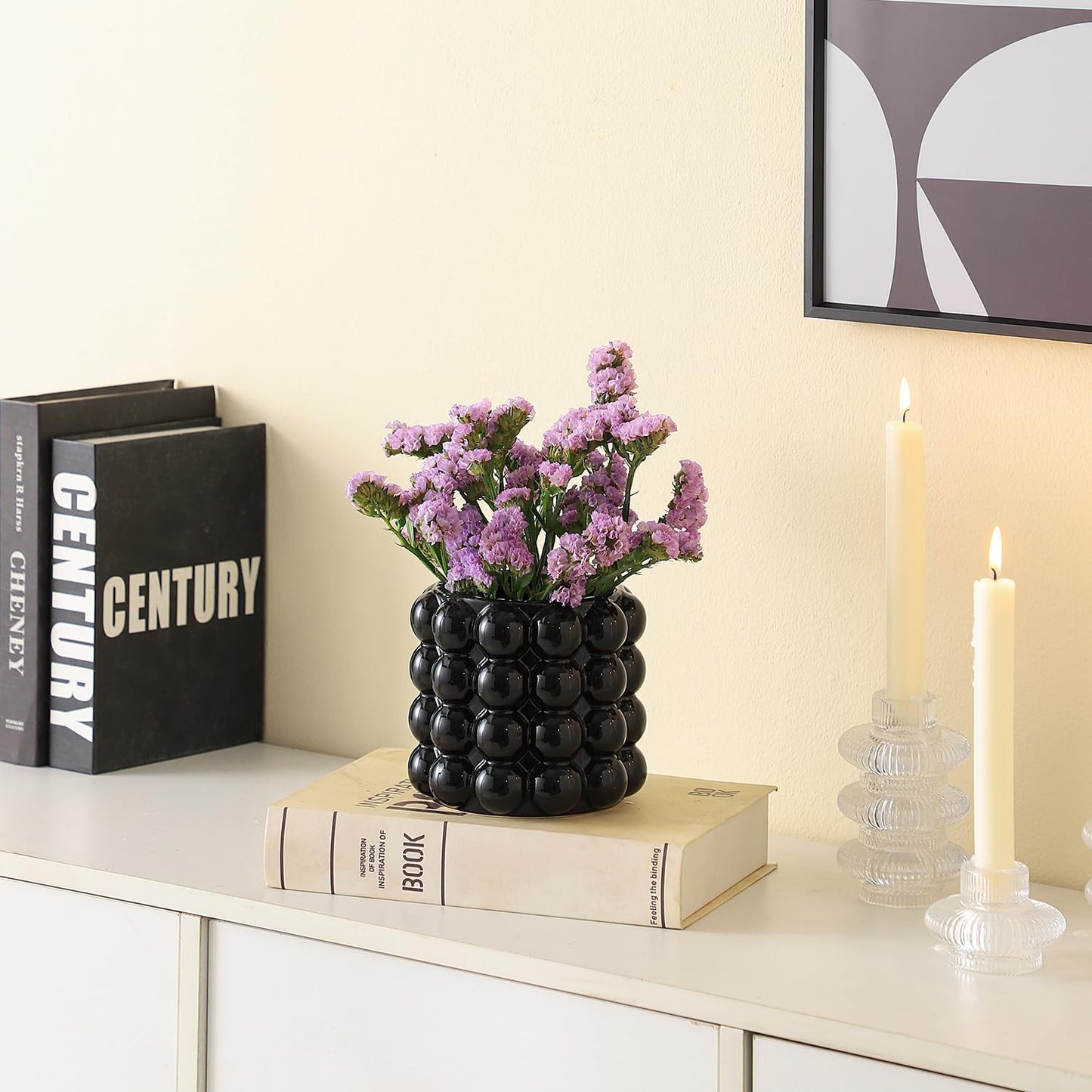 Boho Vases / Ceramic Vase for Flowers / Black / Medium
