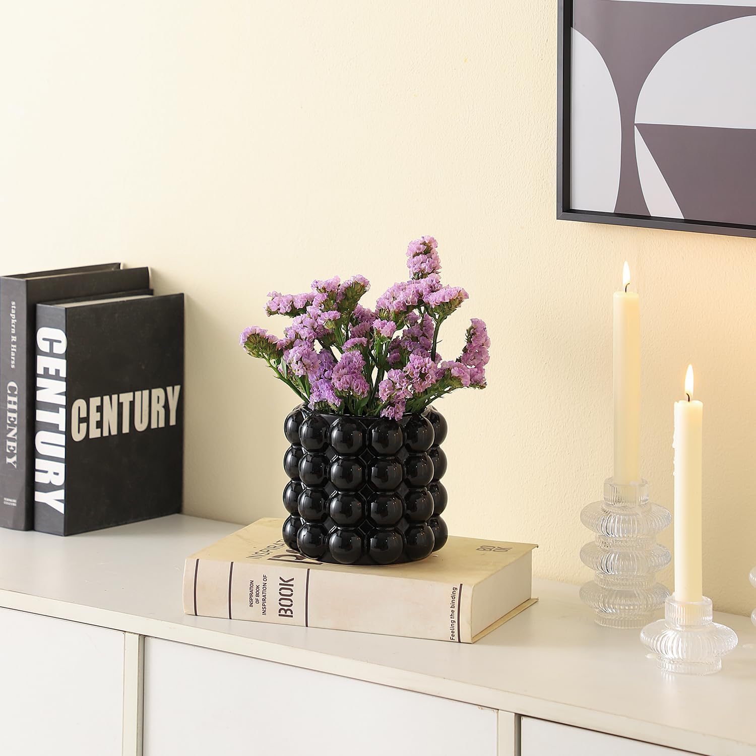 Boho Vases / Ceramic Vase for Flowers / Black / Medium