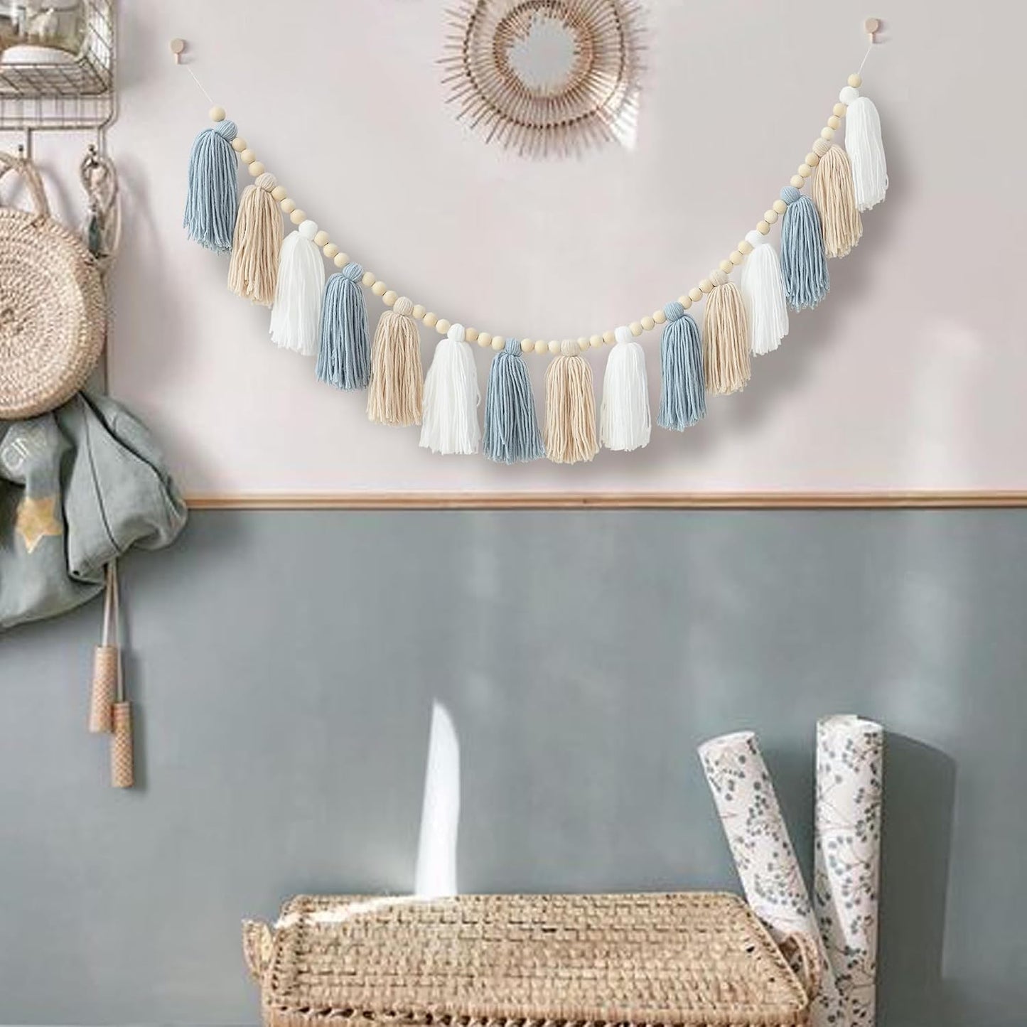 Boho Tassel Garland Wall Hanging / Blue