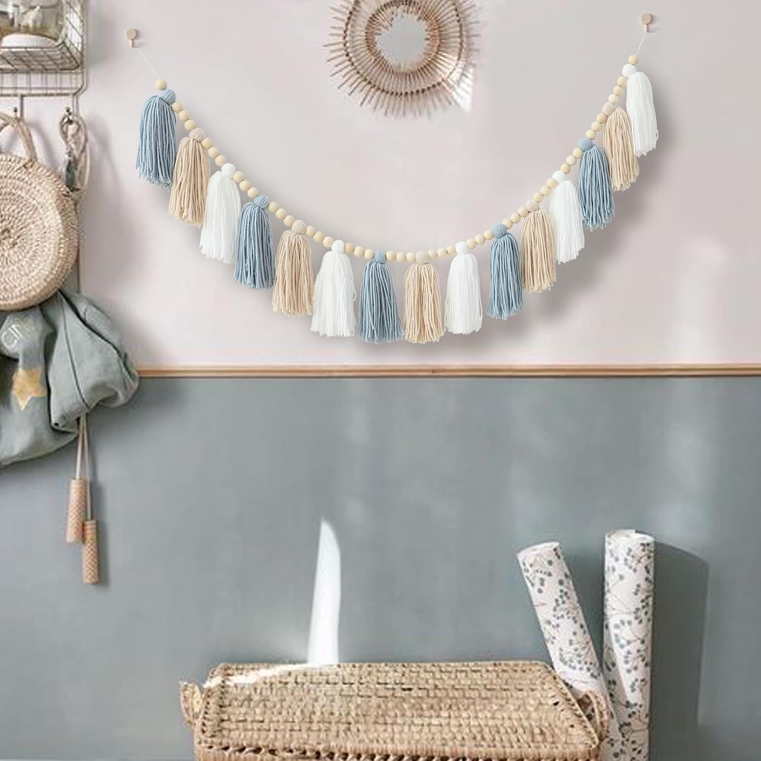 Boho Tassel Garland Wall Hanging / Blue