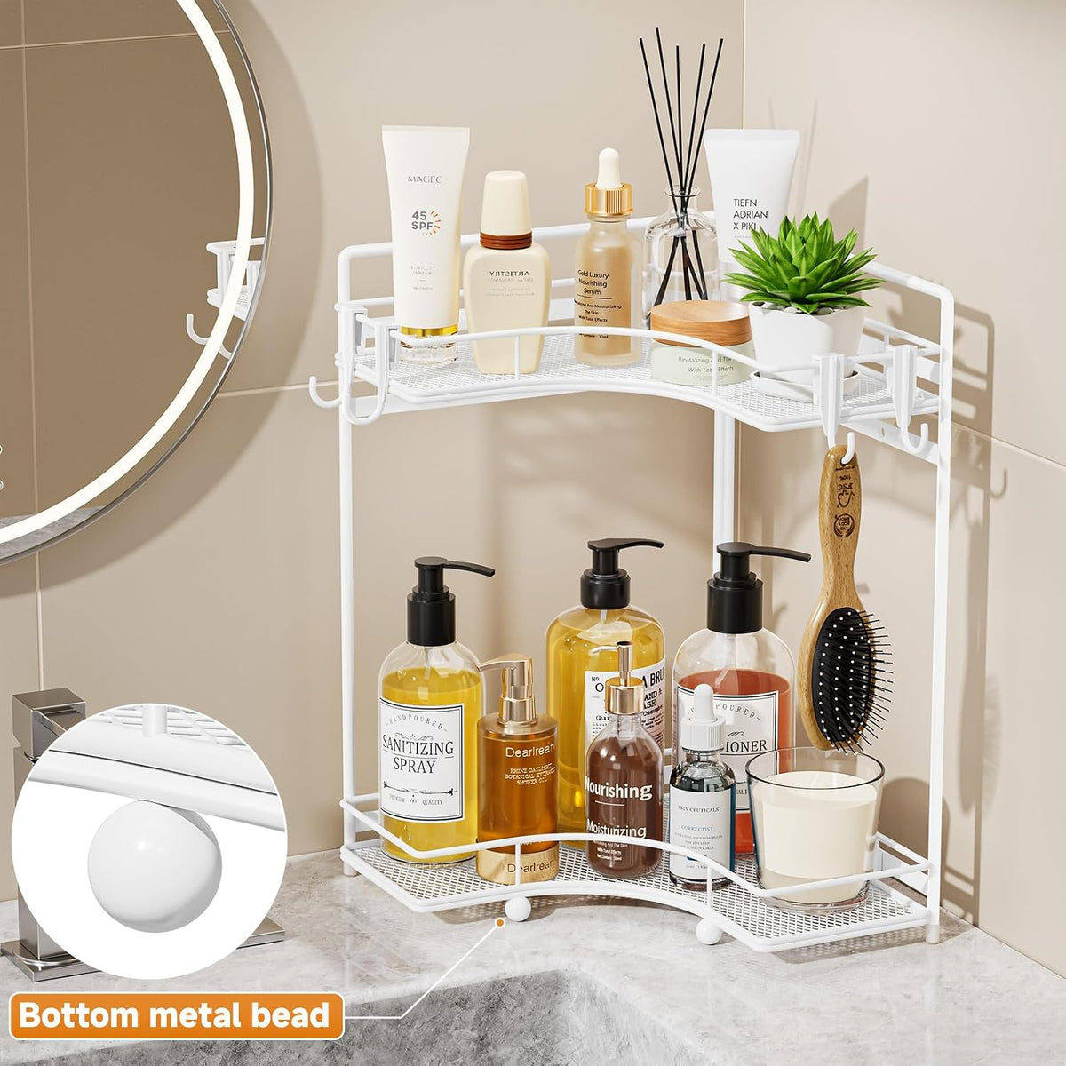 VITVITI 2-Tier Corner Bathroom Counter Organizer, Bathroom Countertop Organizer Storage for Sink, Metal Mesh Makeup
