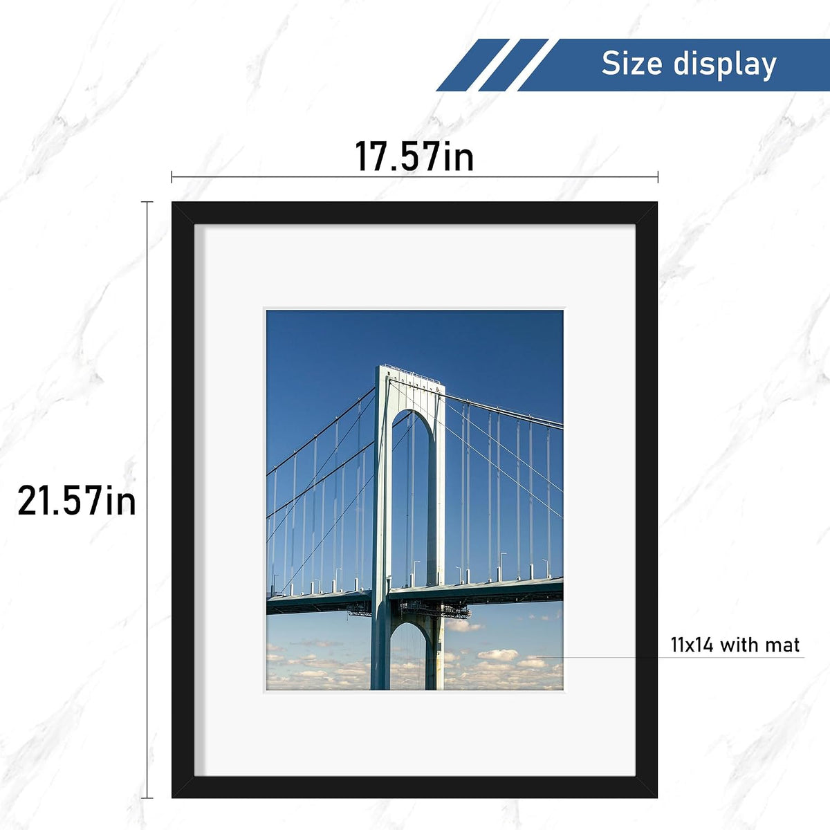 Wiscet 16x20 Picture Frame Set of 4, for Wall Mounting, Black | Display Picture 11x14 with Mat or 16x20 Poster Frame